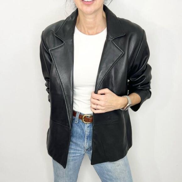 Danier Jackets & Blazers - Danier black leather boxy open front jacket S
